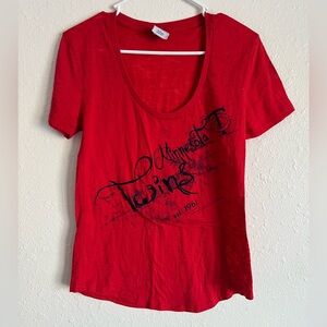 MLB Genuine Merchandise Ladies Red Minnesota Twins Tee Size Large